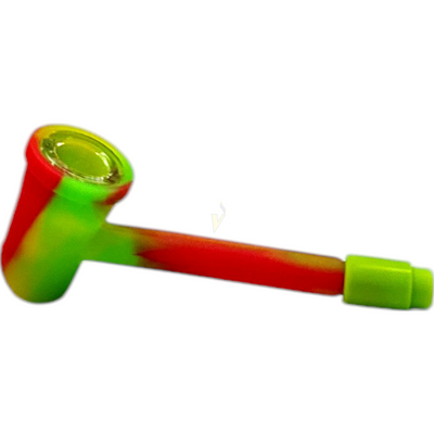 Silicone Slim Stem Hand Pipe with Glass Bowl 4 Inch