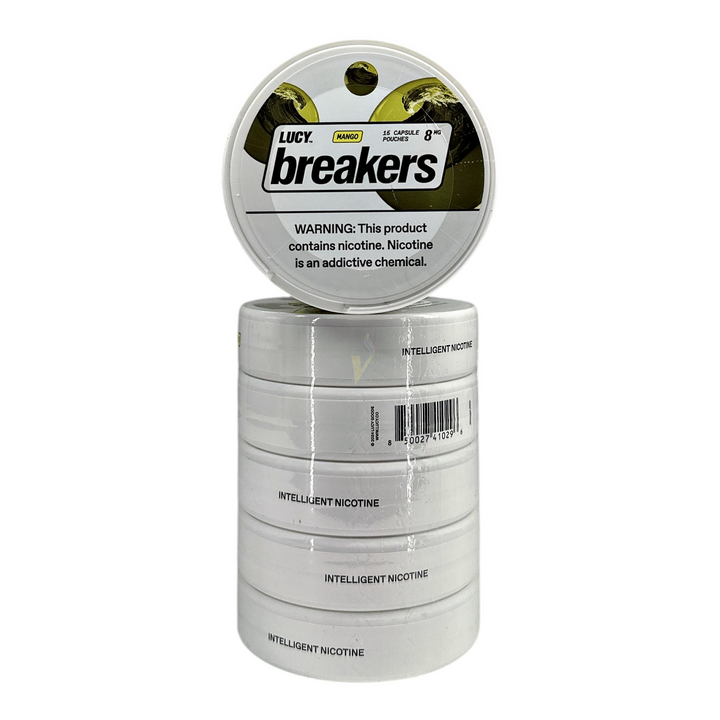 breakers tobacco Lucy 8mg Nicotine Pouches 15pk like capsule that can be broken open to release a flood hydration. Breakers LUCY US