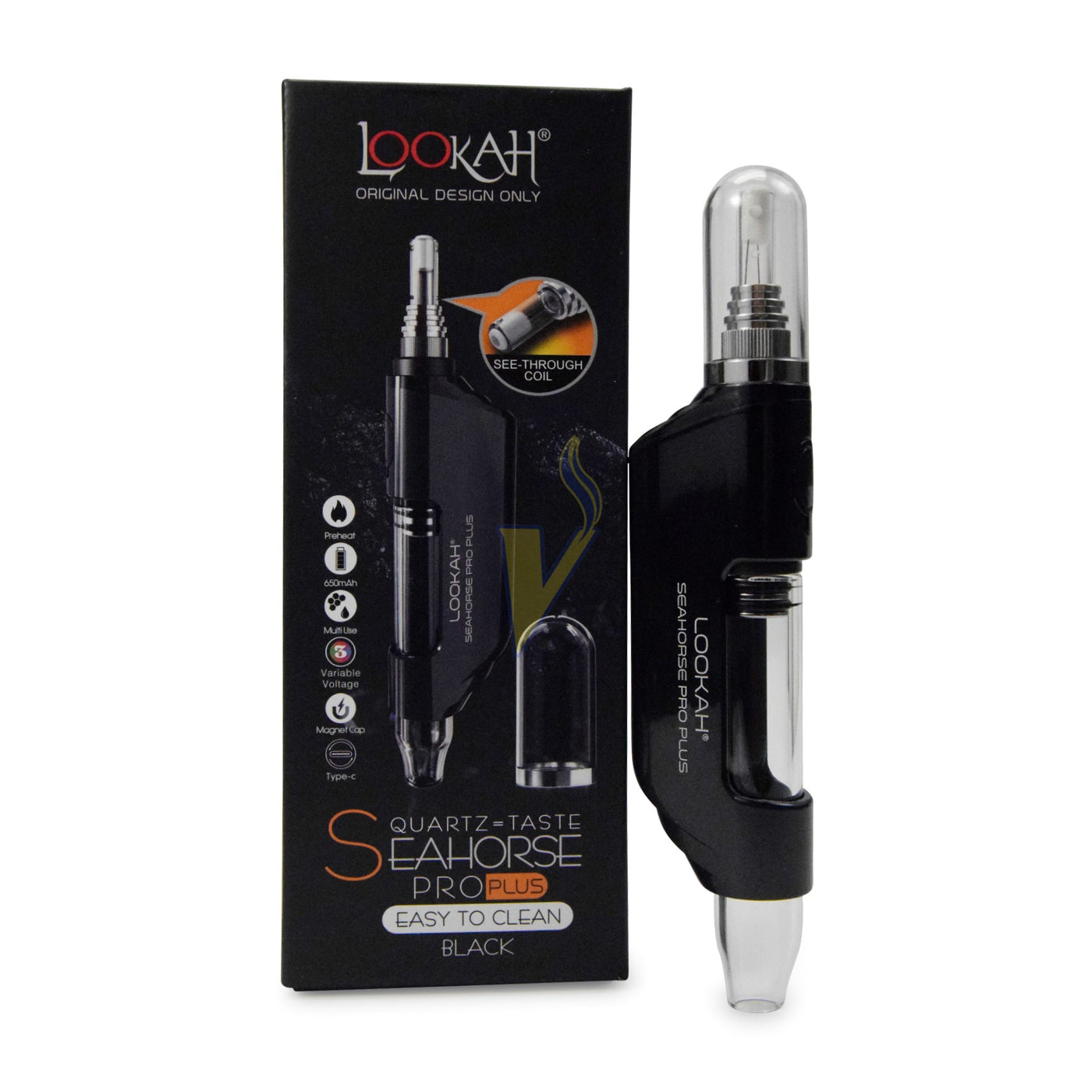 Lookah Seahorse Pro 650mAh Dab Vaporizer Starter Kit (2020 Version) Black  Lava Vape